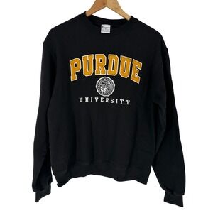 Champion Purdue University Black Crewneck Sweatshirt Size M Stitched Felt Letter